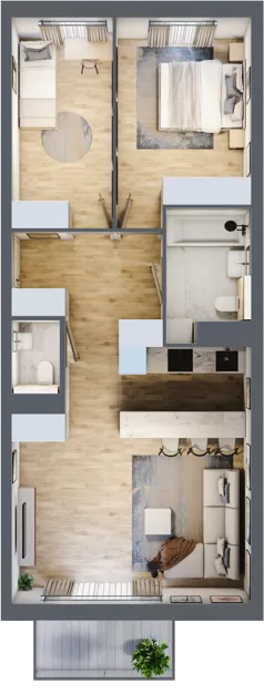3 pokoje, mieszkanie 65,49 m², piętro 2, oferta nr mieszkanie A2.11, Enklawa Bukowa, Kraków, Podgórze, Rybitwy, ul. Bukowa 67