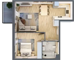 2 pokoje, mieszkanie 47,75 m², piętro 2, oferta nr mieszkanie A2.7, Enklawa Bukowa, Kraków, Podgórze, Rybitwy, ul. Bukowa 67