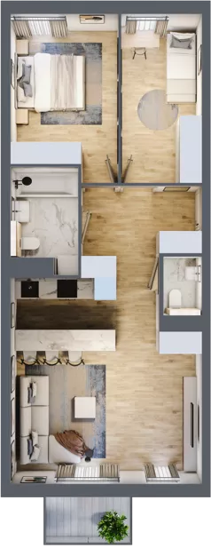 3 pokoje, mieszkanie 65,49 m², piętro 1, oferta nr mieszkanie A1.13, Enklawa Bukowa, Kraków, Podgórze, Rybitwy, ul. Bukowa 67