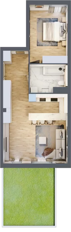 2 pokoje, mieszkanie 58,31 m², parter, oferta nr mieszkanie A0.12, Enklawa Bukowa, Kraków, Podgórze, Rybitwy, ul. Bukowa 67