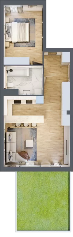 2 pokoje, mieszkanie 58,31 m², parter, oferta nr mieszkanie A0.11, Enklawa Bukowa, Kraków, Podgórze, Rybitwy, ul. Bukowa 67