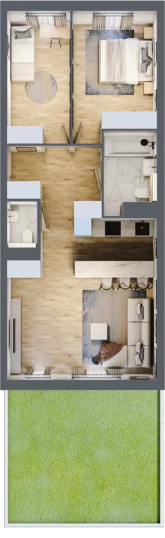 3 pokoje, mieszkanie 65,49 m², parter, oferta nr mieszkanie A0.9, Enklawa Bukowa, Kraków, Podgórze, Rybitwy, ul. Bukowa 67