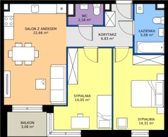 3 pokoje, mieszkanie 65,11 m², piętro 1, oferta nr A.14, Nowa Namiarkowa, Będzin, ul. Namiarkowa 15D