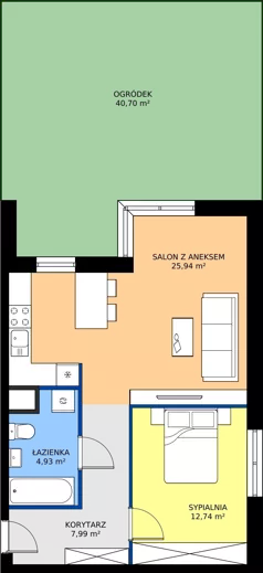 2 pokoje, mieszkanie 51,60 m², parter, oferta nr A.01, Nowa Namiarkowa, Będzin, ul. Namiarkowa 15D