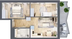 3 pokoje, mieszkanie 48,94 m², piętro 1, oferta nr 14, Semiramis, Katowice, Dąbrówka Mała, ul. Wiertnicza