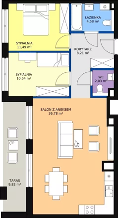 3 pokoje, mieszkanie 73,73 m², piętro 9, oferta nr 155, Semiramis, Katowice, Bogucice, ul. Wiertnicza