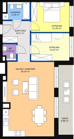 3 pokoje, mieszkanie 72,22 m², piętro 9, oferta nr 153, Semiramis, Katowice, Bogucice, ul. Wiertnicza