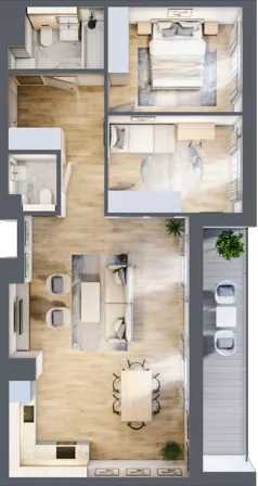 3 pokoje, mieszkanie 72,22 m², piętro 9, oferta nr 153, Semiramis, Katowice, Dąbrówka Mała, ul. Wiertnicza