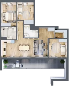 4 pokoje, mieszkanie 94,39 m², piętro 9, oferta nr 151, Semiramis, Katowice, Dąbrówka Mała, ul. Wiertnicza