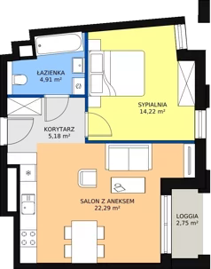 2 pokoje, mieszkanie 46,60 m², piętro 8, oferta nr 148, Semiramis, Katowice, Bogucice, ul. Wiertnicza