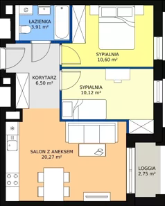 3 pokoje, mieszkanie 51,40 m², piętro 8, oferta nr 147, Semiramis, Katowice, Bogucice, ul. Wiertnicza
