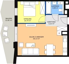 2 pokoje, mieszkanie 46,17 m², piętro 8, oferta nr 143, Semiramis, Katowice, Bogucice, ul. Wiertnicza