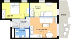 3 pokoje, mieszkanie 48,94 m², piętro 8, oferta nr 140, Semiramis, Katowice, Bogucice, ul. Wiertnicza