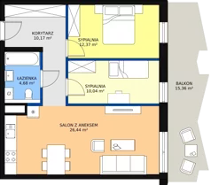 3 pokoje, mieszkanie 63,70 m², piętro 8, oferta nr 138, Semiramis, Katowice, Bogucice, ul. Wiertnicza