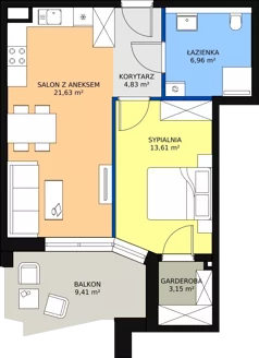 2 pokoje, mieszkanie 50,18 m², piętro 8, oferta nr 136, Semiramis, Katowice, Bogucice, ul. Wiertnicza
