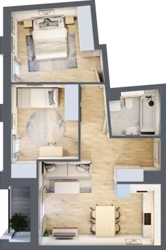 3 pokoje, mieszkanie 53,93 m², piętro 7, oferta nr 126, Semiramis, Katowice, Dąbrówka Mała, ul. Wiertnicza