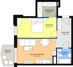 2 pokoje, mieszkanie 48,54 m², piętro 7, oferta nr 119, Semiramis, Katowice, Bogucice, ul. Wiertnicza