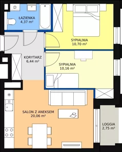 3 pokoje, mieszkanie 51,73 m², piętro 6, oferta nr 111, Semiramis, Katowice, Bogucice, ul. Wiertnicza