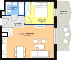 2 pokoje, mieszkanie 45,59 m², piętro 6, oferta nr 105, Semiramis, Katowice, Bogucice, ul. Wiertnicza