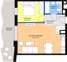 2 pokoje, mieszkanie 46,17 m², piętro 5, oferta nr 89, Semiramis, Katowice, Bogucice, ul. Wiertnicza