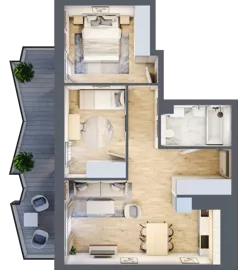 3 pokoje, mieszkanie 53,31 m², piętro 4, oferta nr 72, Semiramis, Katowice, Dąbrówka Mała, ul. Wiertnicza