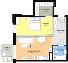 2 pokoje, mieszkanie 48,54 m², piętro 4, oferta nr 65, Semiramis, Katowice, Bogucice, ul. Wiertnicza