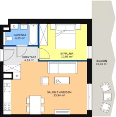 2 pokoje, mieszkanie 45,39 m², piętro 3, oferta nr 58, Semiramis, Katowice, Bogucice, ul. Wiertnicza