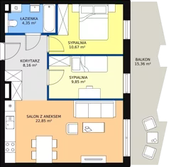 3 pokoje, mieszkanie 55,88 m², piętro 3, oferta nr 57, Semiramis, Katowice, Bogucice, ul. Wiertnicza