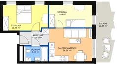3 pokoje, mieszkanie 48,94 m², piętro 3, oferta nr 50, Semiramis, Katowice, Bogucice, ul. Wiertnicza