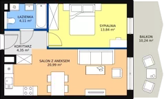 2 pokoje, mieszkanie 43,29 m², piętro 3, oferta nr 49, Semiramis, Katowice, Bogucice, ul. Wiertnicza