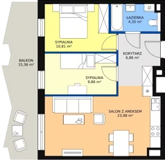 3 pokoje, mieszkanie 55,86 m², piętro 2, oferta nr 37, Semiramis, Katowice, Bogucice, ul. Wiertnicza