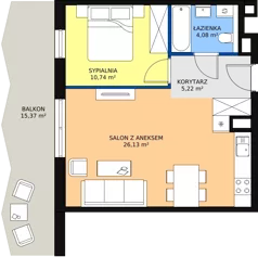 2 pokoje, mieszkanie 46,17 m², piętro 2, oferta nr 35, Semiramis, Katowice, Bogucice, ul. Wiertnicza