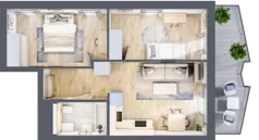 3 pokoje, mieszkanie 48,94 m², piętro 2, oferta nr 32, Semiramis, Katowice, Dąbrówka Mała, ul. Wiertnicza