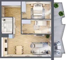 3 pokoje, mieszkanie 63,90 m², piętro 2, oferta nr 30, Semiramis, Katowice, Dąbrówka Mała, ul. Wiertnicza