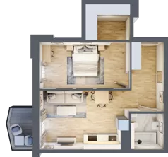 2 pokoje, mieszkanie 48,54 m², piętro 2, oferta nr 29, Semiramis, Katowice, Dąbrówka Mała, ul. Wiertnicza
