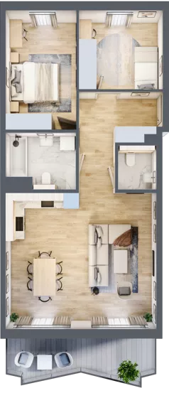 3 pokoje, mieszkanie 68,91 m², piętro 2, oferta nr 27, Semiramis, Katowice, Dąbrówka Mała, ul. Wiertnicza