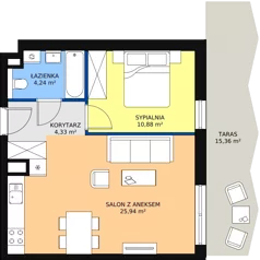 2 pokoje, mieszkanie 45,39 m², piętro 1, oferta nr 22, Semiramis, Katowice, Bogucice, ul. Wiertnicza