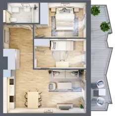 3 pokoje, mieszkanie 55,86 m², piętro 1, oferta nr 21, Semiramis, Katowice, Dąbrówka Mała, ul. Wiertnicza