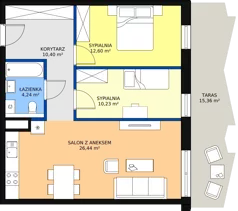 3 pokoje, mieszkanie 63,91 m², piętro 1, oferta nr 12, Semiramis, Katowice, Bogucice, ul. Wiertnicza