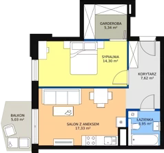 2 pokoje, mieszkanie 48,54 m², piętro 1, oferta nr 11, Semiramis, Katowice, Bogucice, ul. Wiertnicza