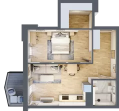 2 pokoje, mieszkanie 48,54 m², piętro 1, oferta nr 11, Semiramis, Katowice, Dąbrówka Mała, ul. Wiertnicza