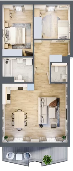 3 pokoje, mieszkanie 68,84 m², piętro 1, oferta nr 9, Semiramis, Katowice, Dąbrówka Mała, ul. Wiertnicza
