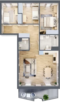 4 pokoje, mieszkanie 78,38 m², piętro 1, oferta nr 8, Semiramis, Katowice, Dąbrówka Mała, ul. Wiertnicza