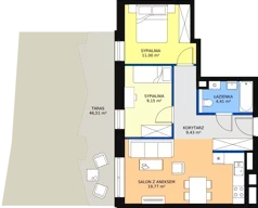 3 pokoje, mieszkanie 53,76 m², parter, oferta nr 2, Semiramis, Katowice, Bogucice, ul. Wiertnicza