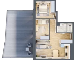 3 pokoje, mieszkanie 53,76 m², parter, oferta nr 2, Semiramis, Katowice, Dąbrówka Mała, ul. Wiertnicza