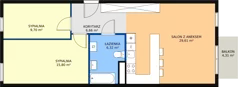 3 pokoje, mieszkanie 68,09 m², piętro 1, oferta nr B1.22, Enklawa Bukowa II, Kraków, Podgórze, Rybitwy, ul. Bukowa 65 i 69