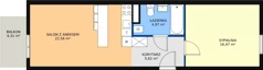 2 pokoje, mieszkanie 49,62 m², piętro 1, oferta nr B1.3, Enklawa Bukowa II, Kraków, Podgórze, Rybitwy, ul. Bukowa 65 i 69