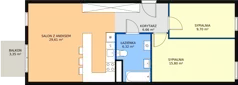 3 pokoje, mieszkanie 68,09 m², piętro 1, oferta nr B1.1, Enklawa Bukowa II, Kraków, Podgórze, Rybitwy, ul. Bukowa 65 i 69