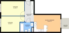 3 pokoje, mieszkanie 64,69 m², piętro 3, oferta nr C3.13, Enklawa Bukowa II, Kraków, Podgórze, Rybitwy, ul. Bukowa 65 i 69