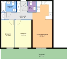 3 pokoje, mieszkanie 66,53 m², parter, oferta nr C0.5, Enklawa Bukowa II, Kraków, Podgórze, Rybitwy, ul. Bukowa 65 i 69